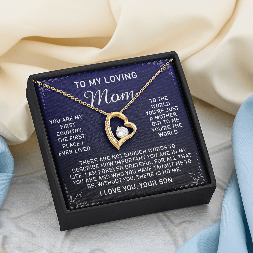 To My Loving Mom Necklace, Gift for Mom from Son, Mother's Day Jewelry Gift, Necklace for Mom Birthday Anniversary Mother's Day Jewelry Gift, To My Mom Necklace from Son Forever Love Necklace