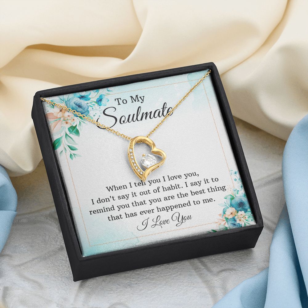 To My Soulmate Necklace for Women Birthday Christmas Jewelry Gifts For My Wife with Message Card Box Personalized Gift Present Pendant for Future Wife Soulmate Girlfriend Love 12 Forever Love Necklace