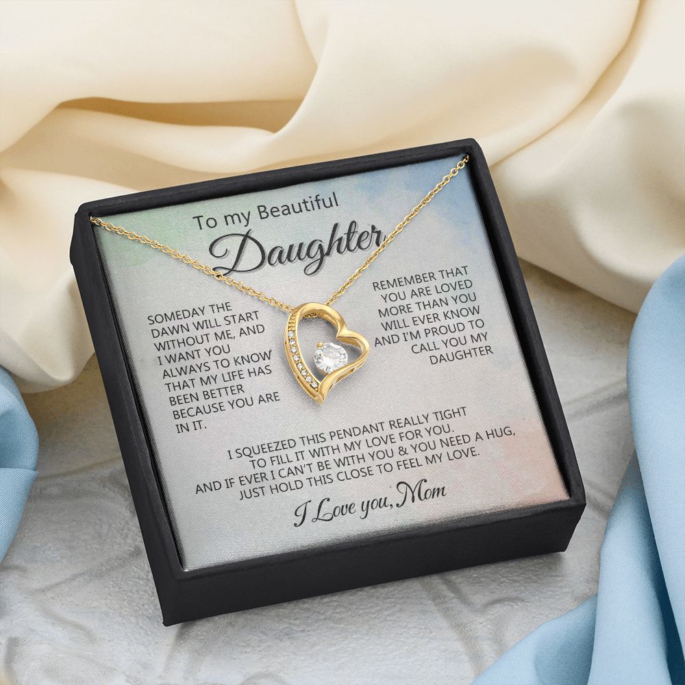 Jewelry Pendant Present for Daughter, To My Daughter Gift Necklace from Mom, Mother Daughter Gift Ideas, Birthday Christmas Gift Graduation Gifts for Daughters, Mother and Daughter Necklace 14 Forever Love Necklace