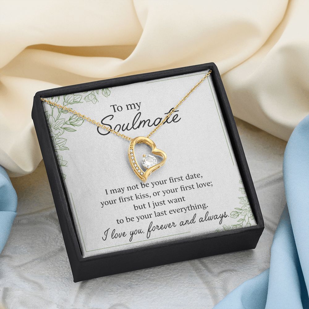 To My Soulmate Necklace for Women Birthday Christmas Jewelry Gifts For My Wife with Message Card Box Personalized Gift Present Pendant for Future Wife Soulmate Girlfriend Love 25 Forever Love Necklace