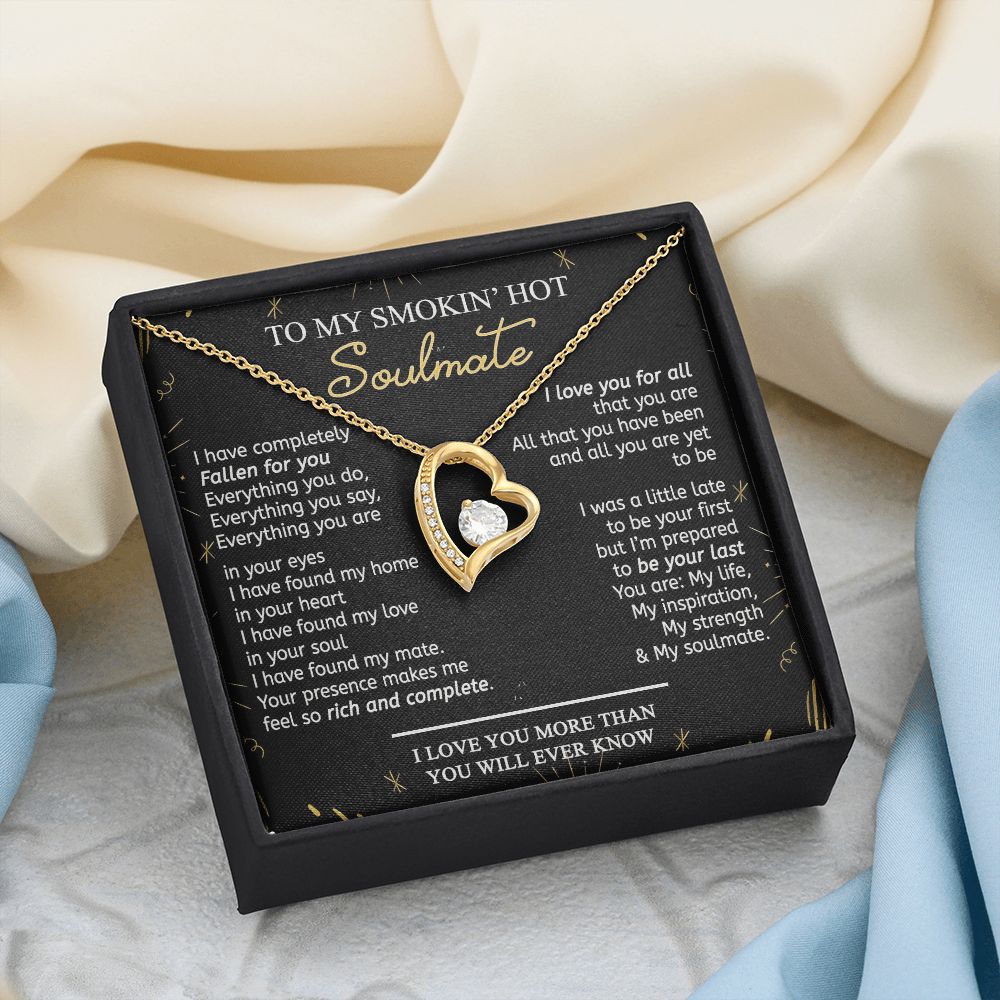 To My Smokin Hot Soulmate Necklace - Wife Gifts From Husband To My Wife Necklace, Gift for Her Romantic, Girlfriend Gifts Necklace for Wife from Men Includes Message Card and Gift Box 21 Forever Love Necklace