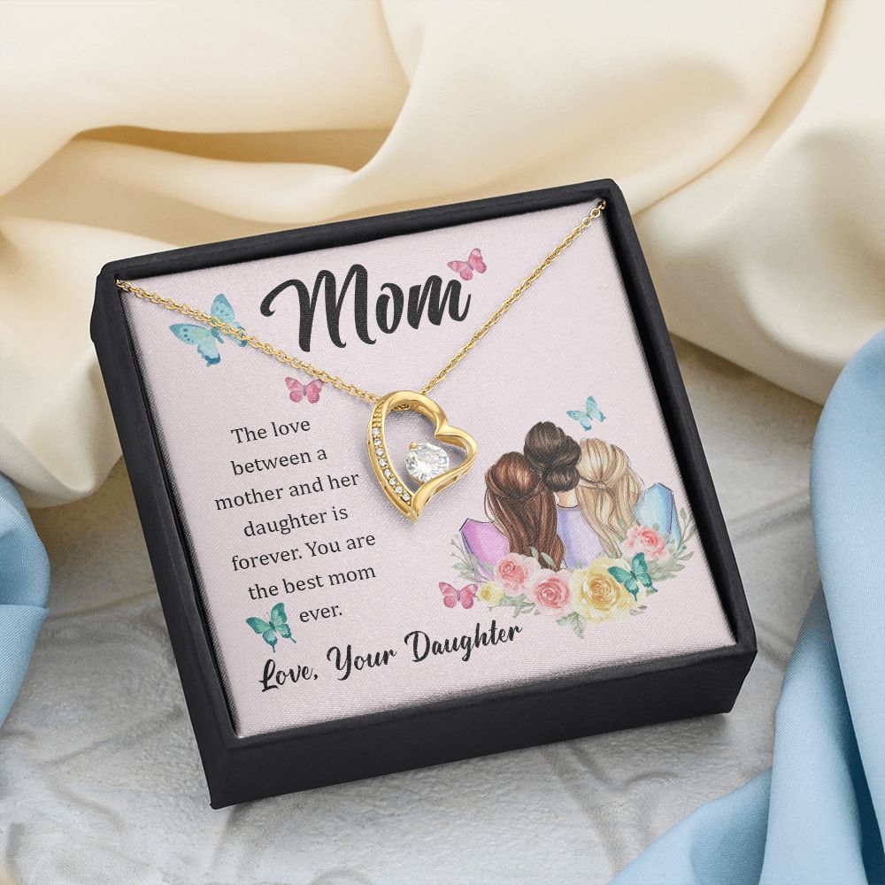 Mom Necklace Gifts for Mom from Daughter to Mom Gifts for Mothers Day from Daughter, To My Mom Necklace from Daughter to Mom Birthday Gifts Necklace with Message Card and Gift Box21 Forever Love Necklace