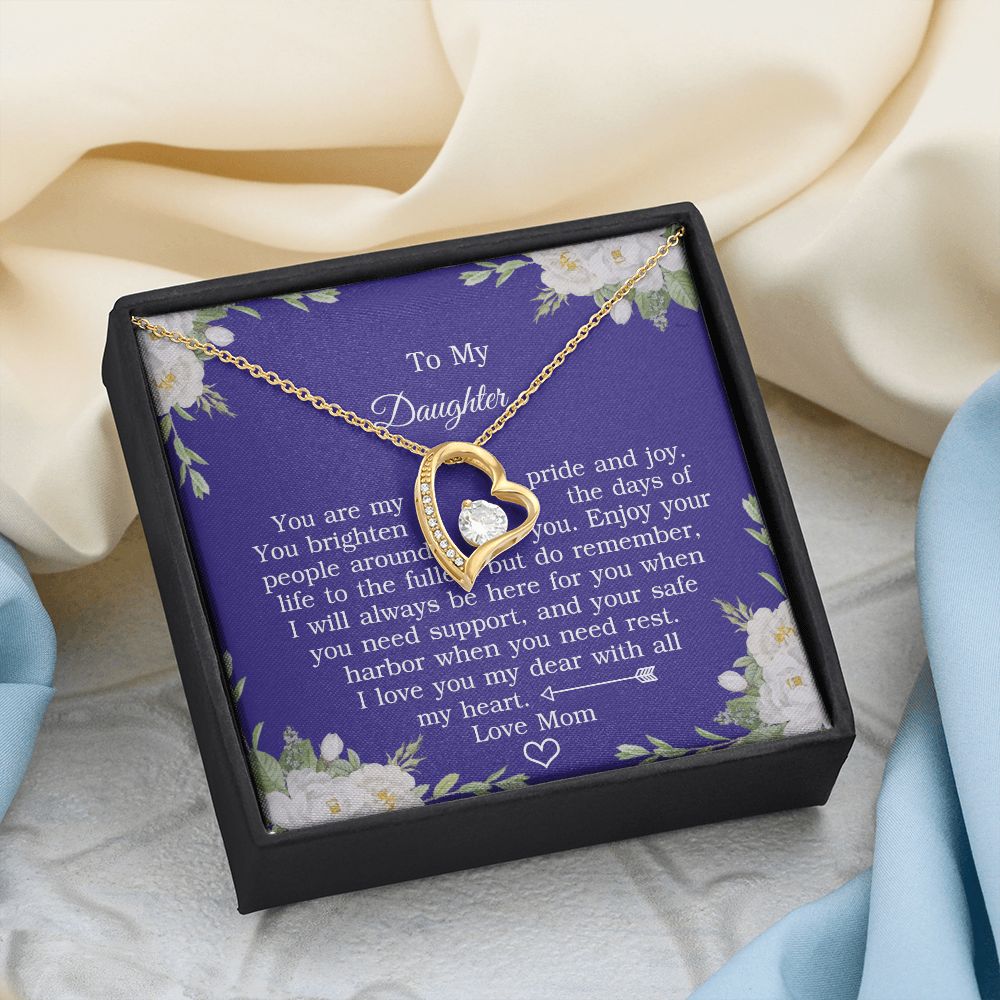 Mother Daughter Gift Ideas, To My Daughter Gift Necklace from Mom, Jewelry Pendant Present for Daughter, Birthday Christmas Gift Graduation Gifts for Daughters, Mother and Daughter Necklace 2137 Forever Love Necklace