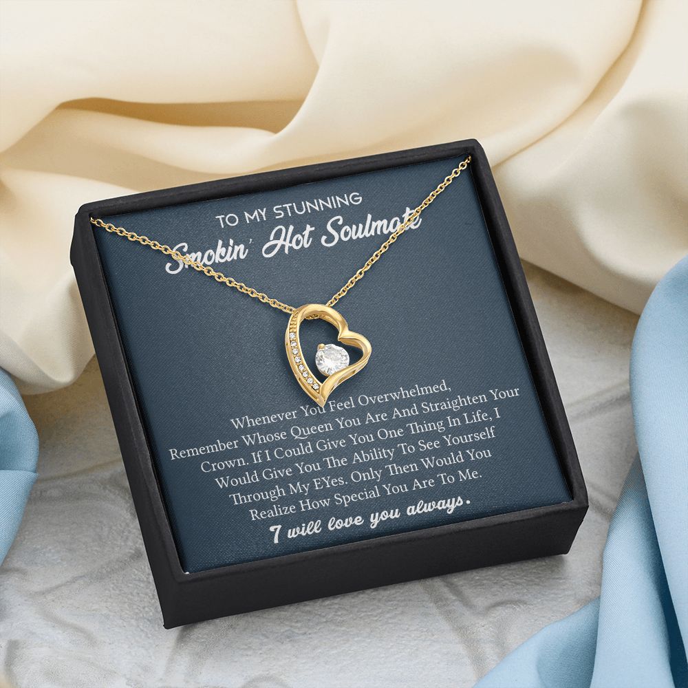 To My Soulmate Necklace for Women Birthday Valentines Day Jewelry Gifts For My Wife with Message Card Box Personalized Gift Present Pendant for Future Wife Soulmate Girlfriend Love 5 Forever Love Necklace