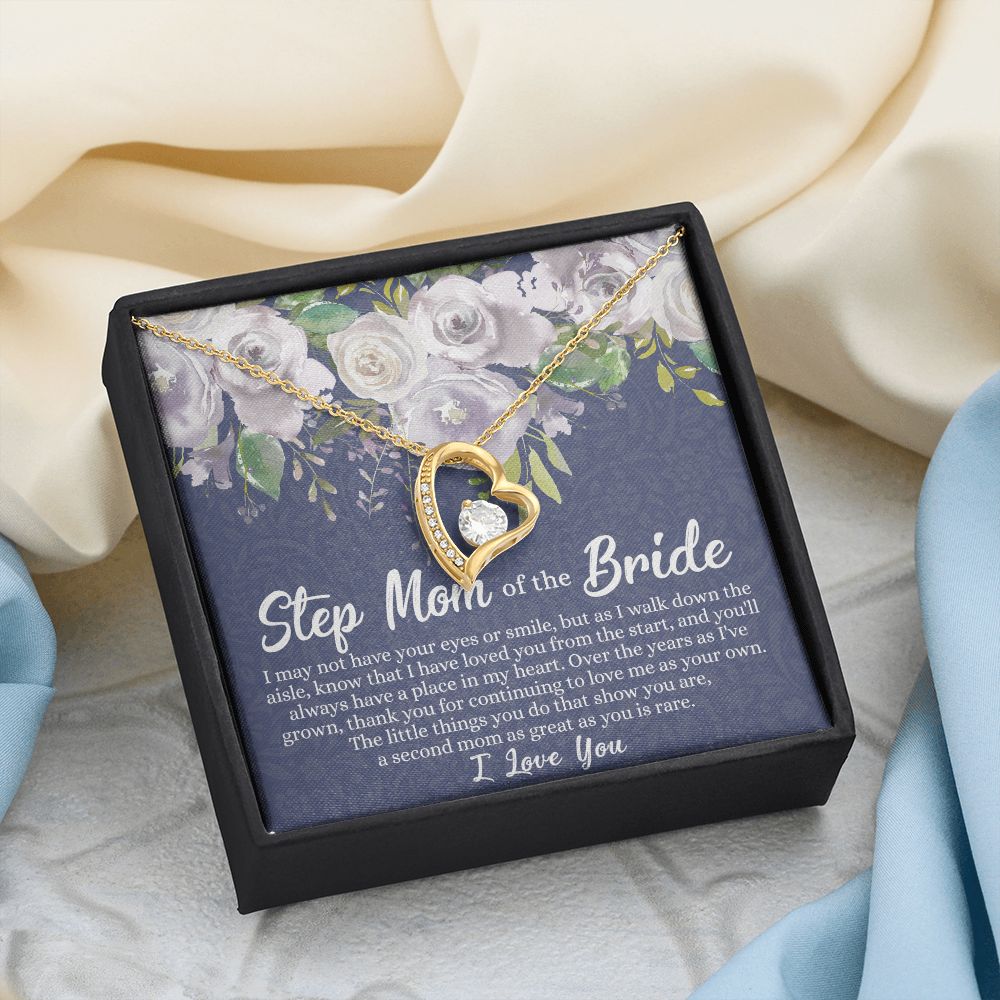 To My Stepmother of the Bride Necklace, Stepmother of the Bride Gifts Idea, Necklace for Stepmom of the Bride Gifts, Wedding Gifts for Stepmom, Gifts for Step Mother of the Bride Forever Love Necklace