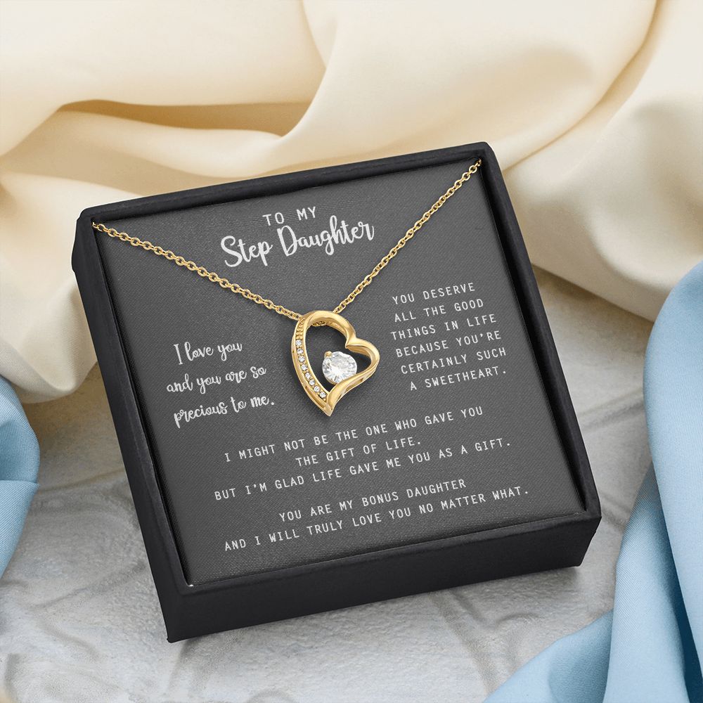 to My Step Daughter Necklace from Stepdad Bonus Daughters Birthday Xmas Congrats (1) Forever Love Necklace