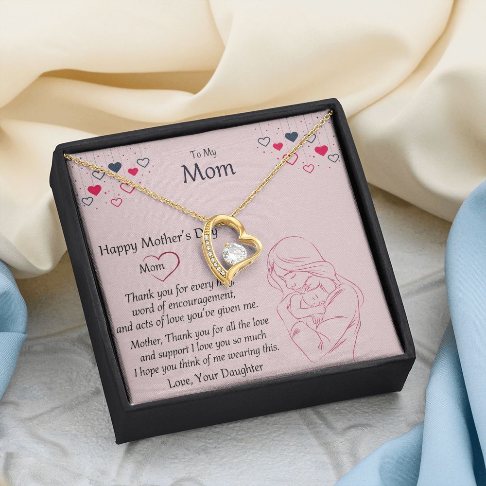Mom Necklace Gifts for Mom from Daughter to Mom Gifts for Mothers Day from Daughter, To My Mom Necklace from Daughter to Mom Birthday Gifts Necklace with Message Card and Gift Box10 Forever Love Necklace