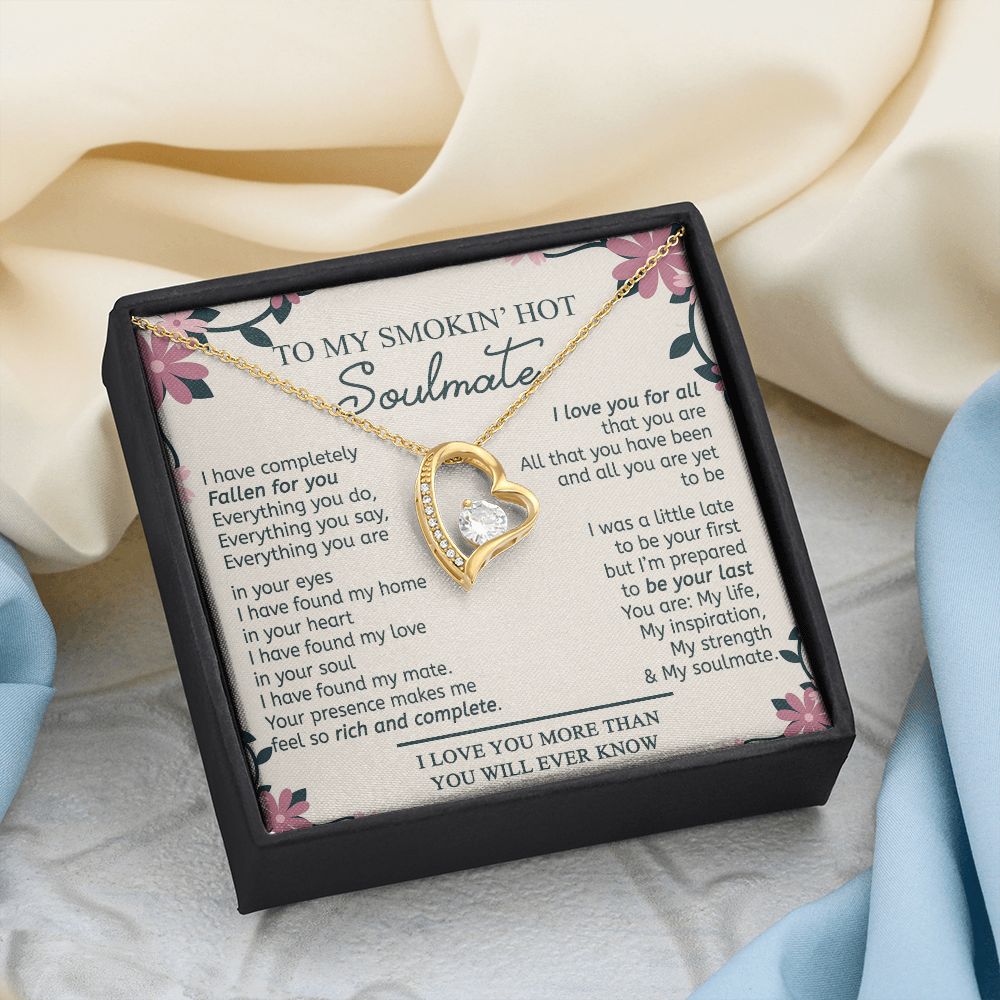 To My Smokin Hot Soulmate Necklace - Wife Gifts From Husband To My Wife Necklace, Gift for Her Romantic, Girlfriend Gifts Necklace for Wife from Men Includes Message Card and Gift Box 17 Forever Love Necklace