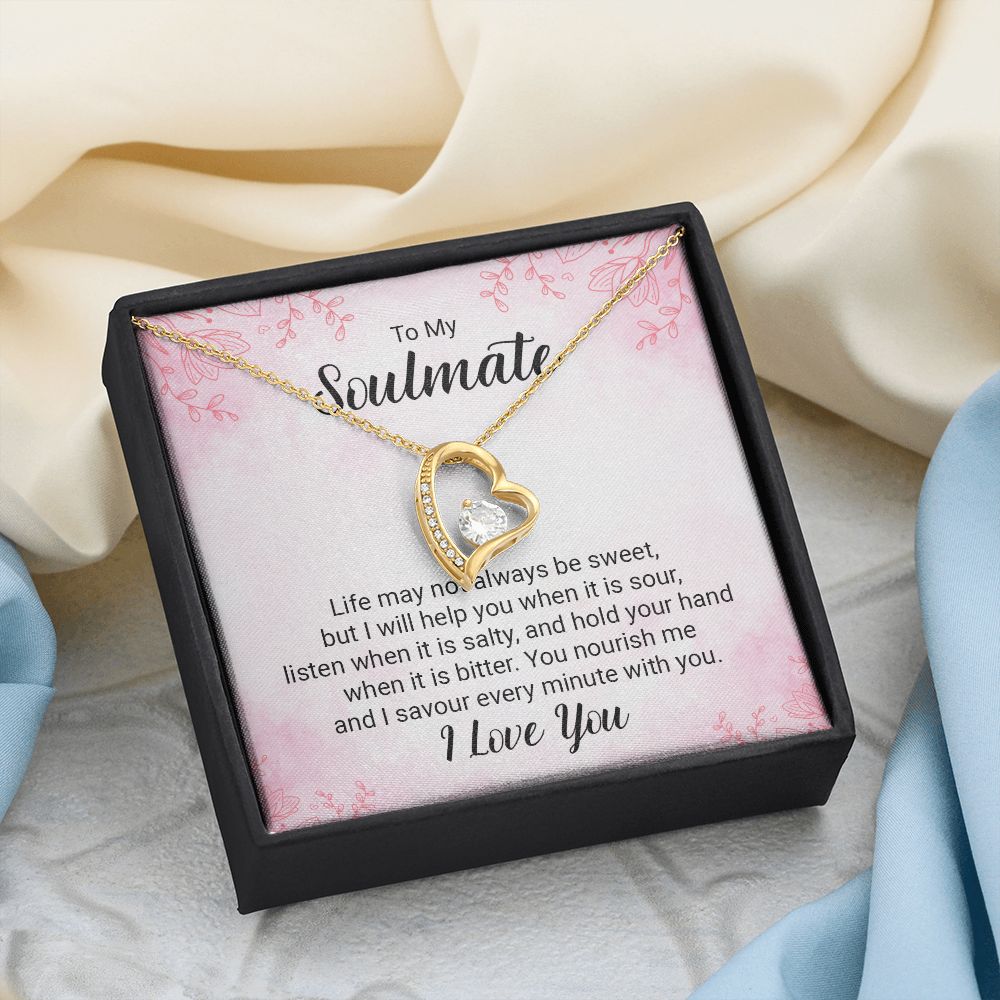 To My Soulmate Necklace for Women Birthday Christmas Jewelry Gifts For My Wife with Message Card Box Personalized Gift Present Pendant for Future Wife Soulmate Girlfriend Love 15 Forever Love Necklace