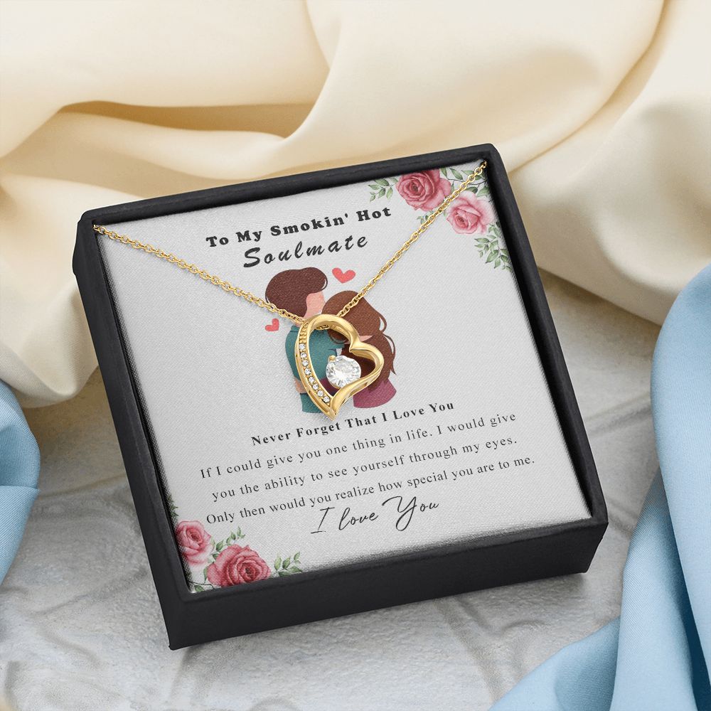 To My Smokin Hot Soulmate Necklace - Wife Gifts From Husband To My Wife Necklace, Gift for Her Romantic, Girlfriend Gifts Necklace for Wife from Men Includes Message Card and Gift Box Forever Love Necklace