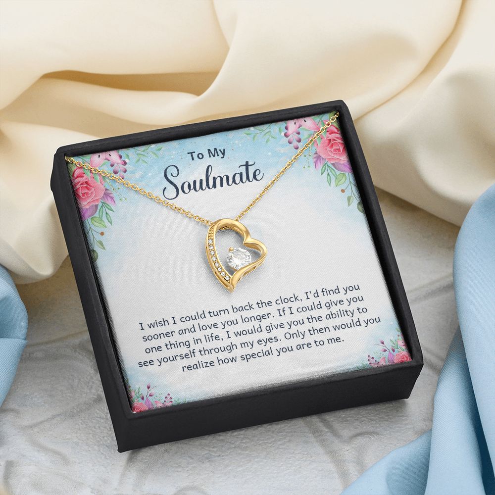 To My Soulmate Necklace for Women Birthday Christmas Jewelry Gifts For My Wife with Message Card Box Personalized Gift Present Pendant for Future Wife Soulmate Girlfriend Love 17 Forever Love Necklace