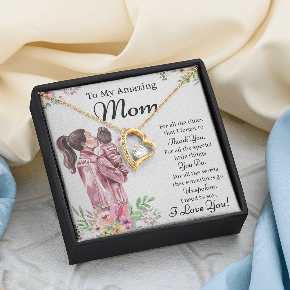 Mom Necklace Gifts for Mom from Daughter to Mom Gifts for Mothers Day from Daughter, To My Mom Necklace from Daughter to Mom Birthday Gifts Necklace with Message Card and Gift Box2240 Forever Love Necklace