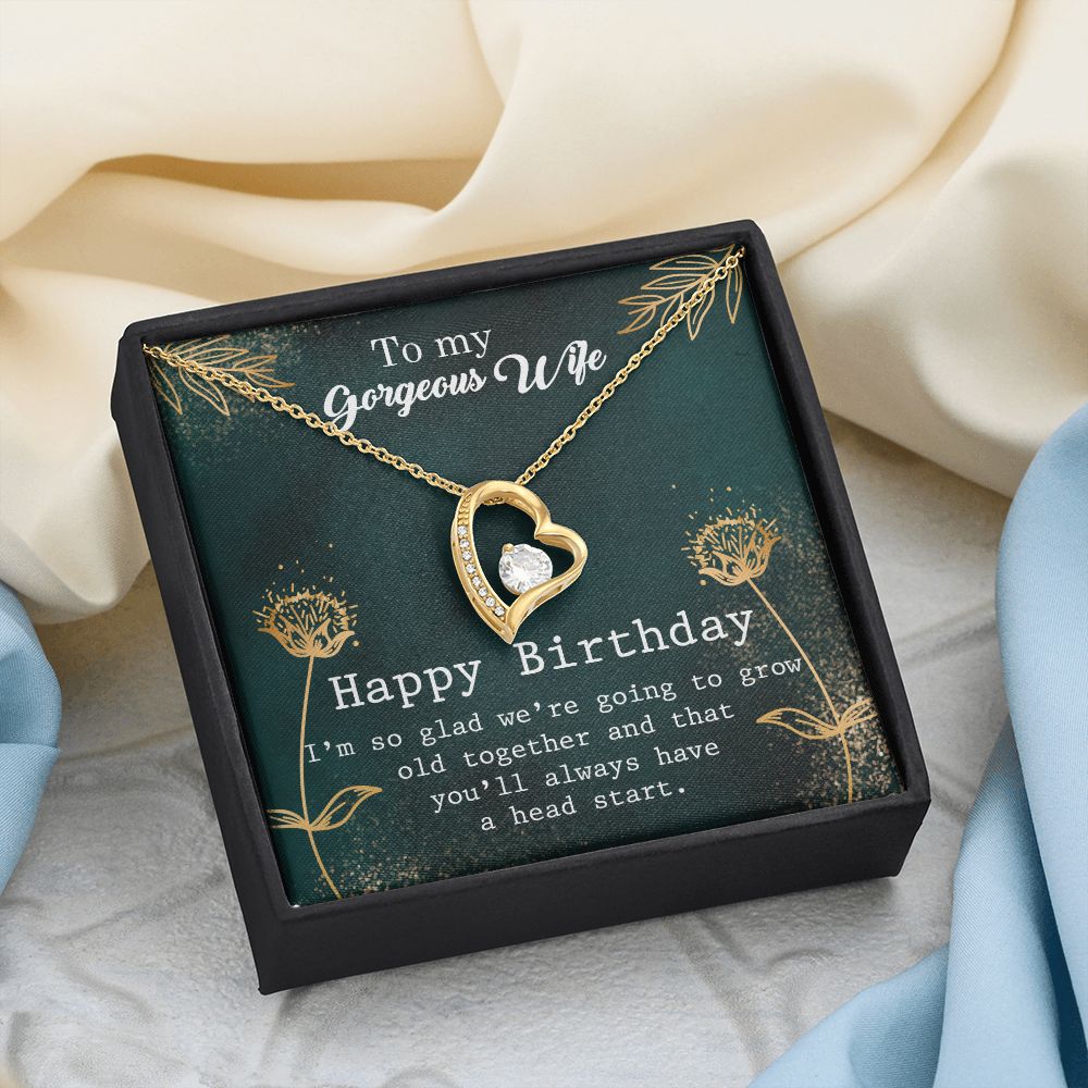 To My Gorgeous Wife Necklace Pendant Gift From Husbnd Habby Birthday A Head Start With Message Card and Gift Box. Valentine's Day Gift For Wife Future Wife Forever Love Necklace