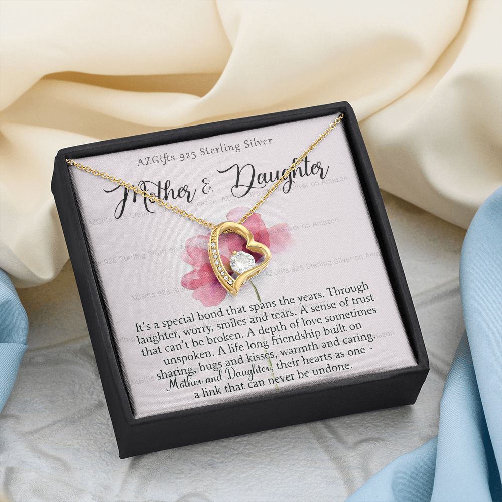 Mother Daughter Necklace with Message Card Mother Daughter Gift Mom Birthday Gift Necklace for Mom from Daughter Gift Birthday Gift for Mom Daughter Gift from Mom 301 Forever Love Necklace