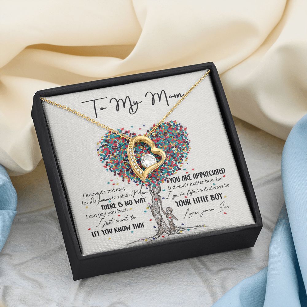 To My Mom Necklace Pendant Gift From Son  And Happy Mother's Day Gift For Mom Birthday, Anniversary You Are Appreciated I Go In Life Your Little Boy Forever Love Necklace
