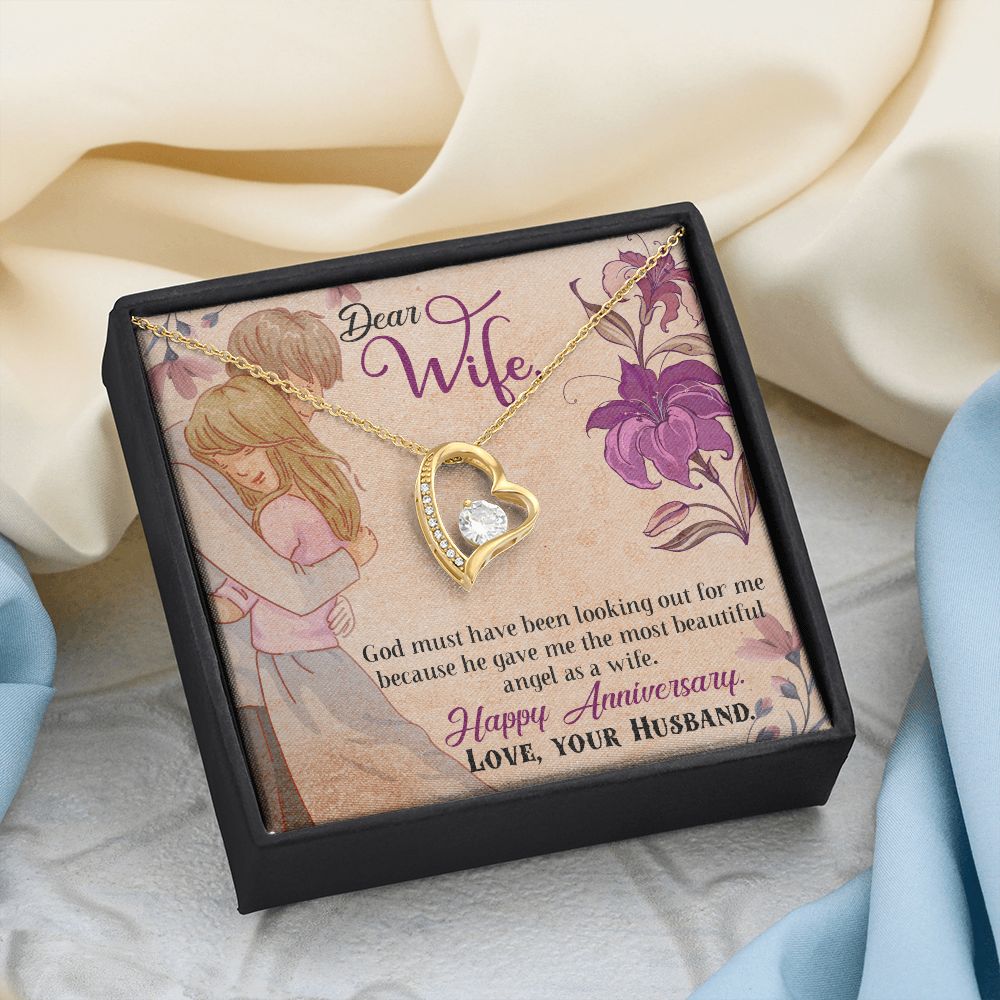 To My Wife Necklace, Wedding Anniversary Jewelry For Women, Necklace For Wife from Husband, Gift For Wife Birthday Gifts From Husband Necklace, Jewelry With Message Card In A Gift Box7 Forever Love Necklace