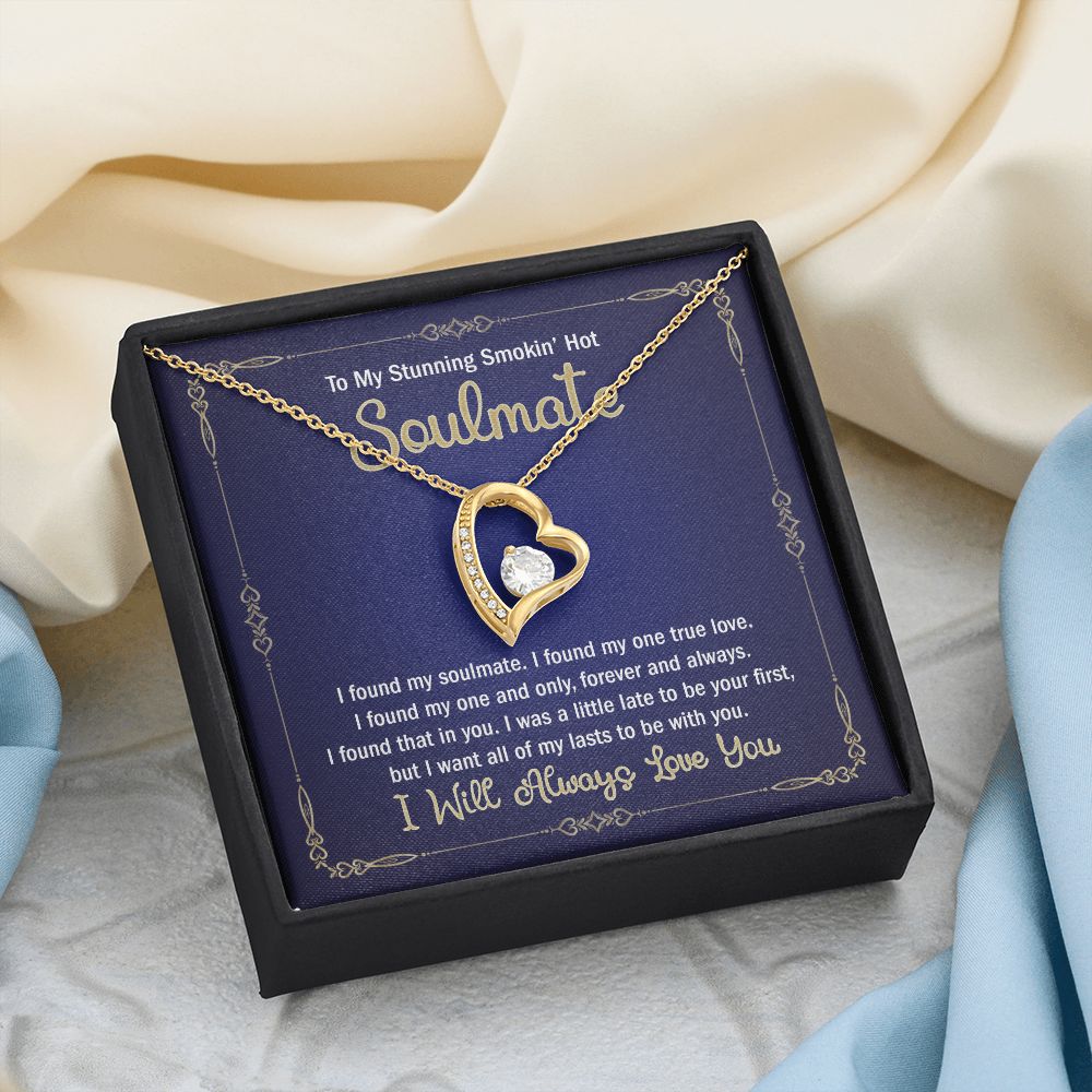 To My Smokin Hot Soulmate Necklace - Wife Gifts From Husband To My Wife Necklace, Gift for Her Romantic, Girlfriend Gifts Necklace for Wife from Men Includes Message Card and Gift Box 6 Forever Love Necklace