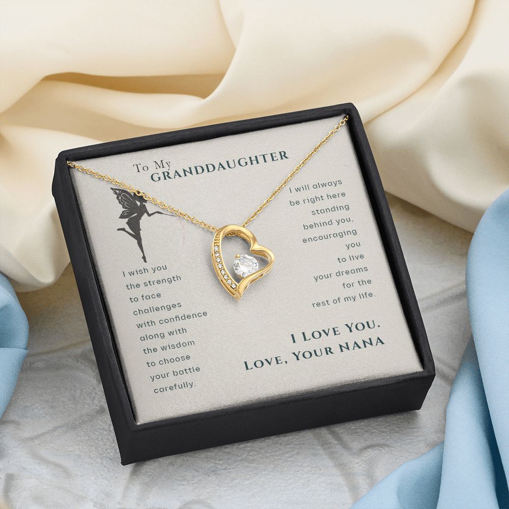 To My Granddaughter Dragonfly Necklace, Gift for Granddaughter From Nana Forever Love Necklace