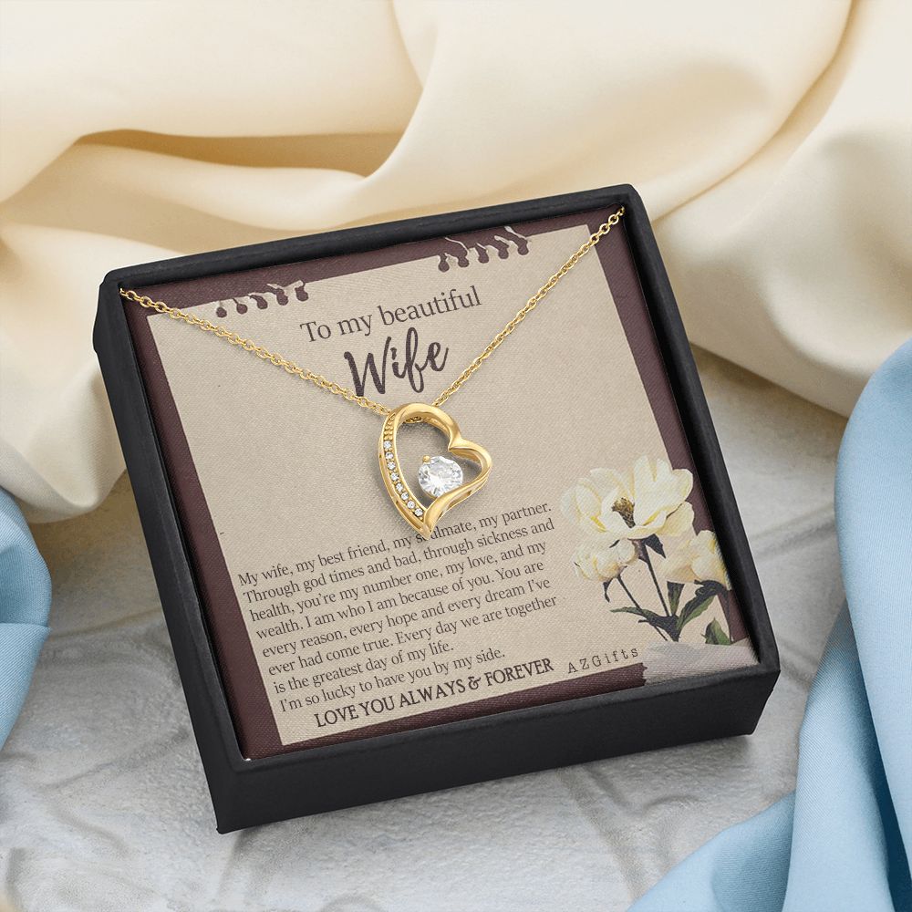 To My Wife Necklace from Husband, Personalized Necklace for Women, Luxury Necklace for Wife from Man Men, Wedding Anniversary Present For Wife, Beautiful Wife Jewelry Christmas Birthday Gifts For Wife7 Forever Love Necklace