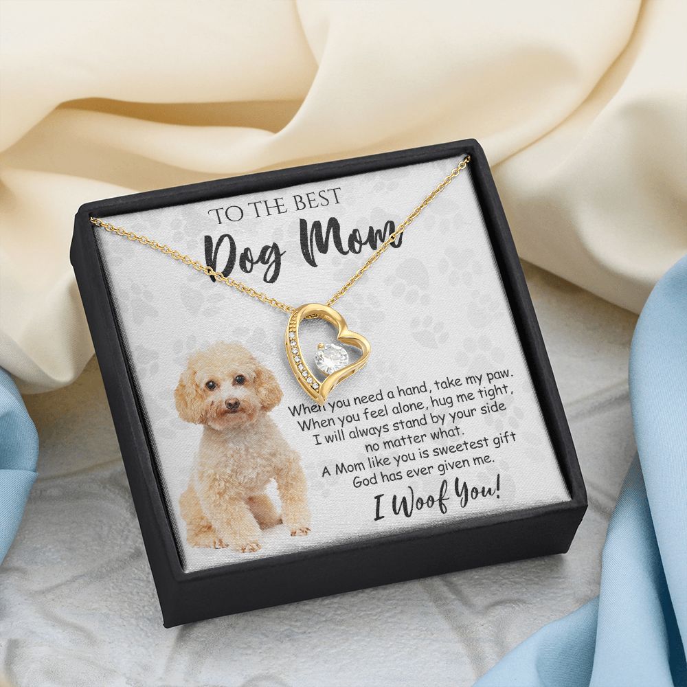 To The Best Poodle Dog Mom Knot Necklace Mother's Day Gift , I Woof You Quote Gift Card, Message Card Jewelry For Dog Lovers, Necklace For Mom Forever Love Necklace