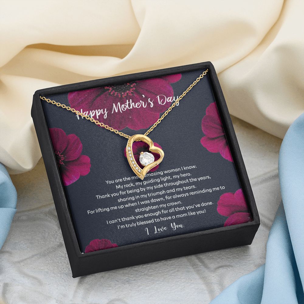 Mom Necklace Gifts for Mom from Daughter to Mom Gifts for Mothers Day from Daughter, To My Mom Necklace from Daughter to Mom Birthday Gifts Necklace with Message Card and Gift Box2235 Forever Love Necklace