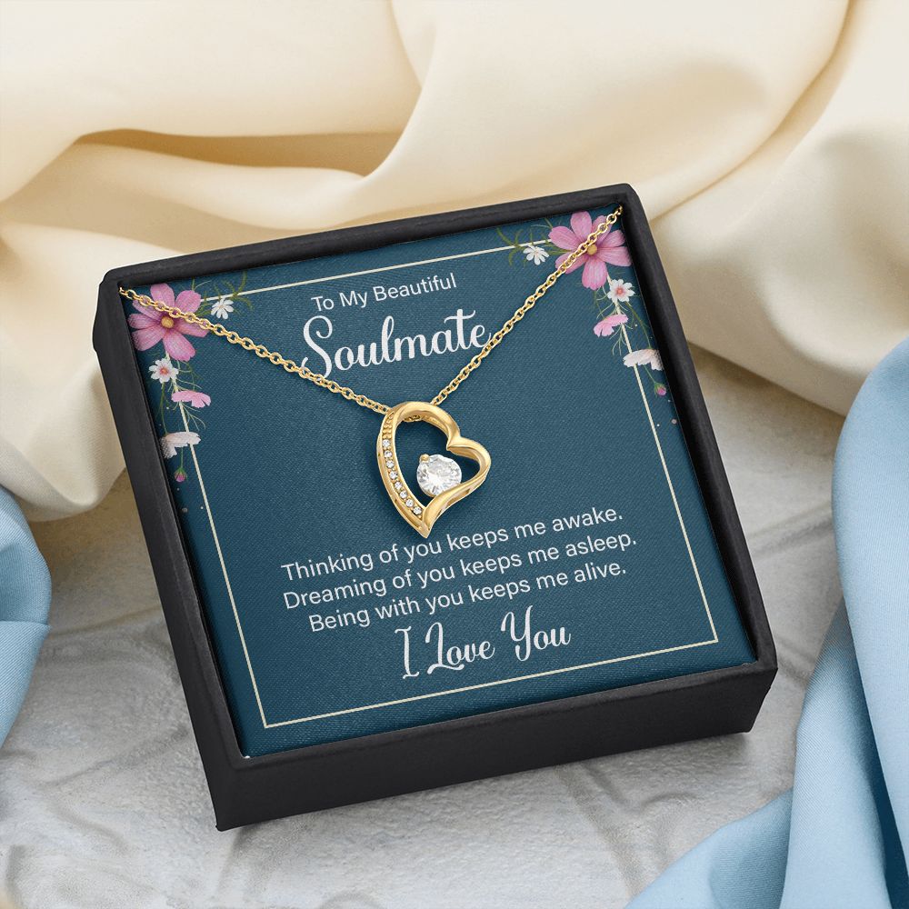 To My Soulmate Necklace for Women Birthday Christmas Jewelry Gifts For My Wife with Message Card Box Personalized Gift Present Pendant for Future Wife Soulmate Girlfriend Love 13 Forever Love Necklace