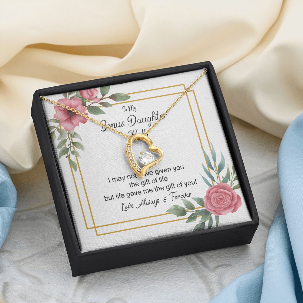 Bonus Daughter Gifts From Stepdad, Step Daughter Gifts From Stepmom, Stepdaughter Gifts From Stepdad, Father Stepdaughter Necklace, To My Bonus Daughter Necklaces, Christmas Gifts For Bonus6 Forever Love Necklace