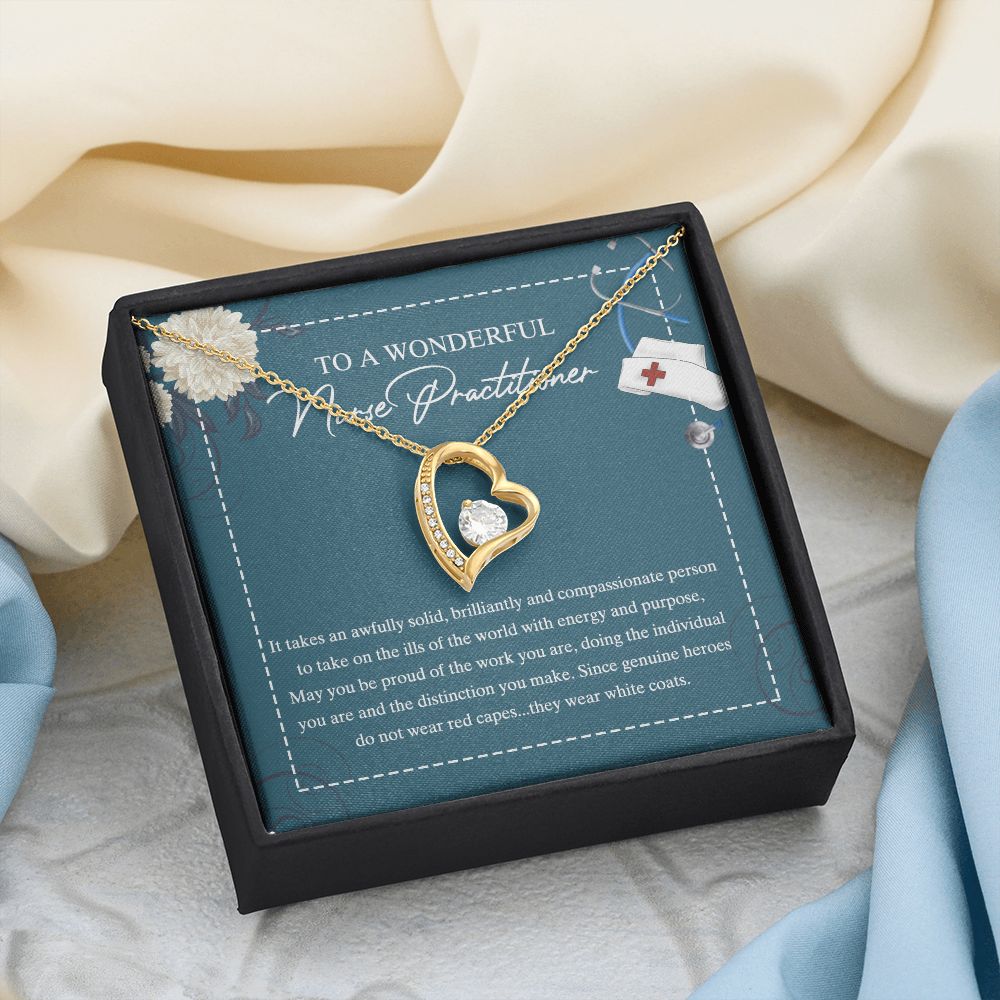 To My Nurse Practitioner Necklace with Box Message Card, Gift For Nurse Jewelry Congrats Graduation Pendants Gift For Daughter, Granddaughter, Niece, Sister Forever Love Necklace