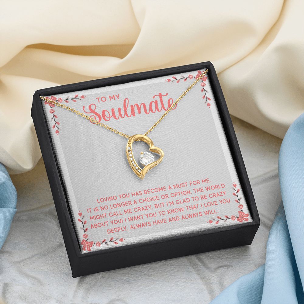 To My Soulmate Necklace for Women Birthday Christmas Jewelry Gifts For My Wife with Message Card Box Personalized Gift Present Pendant for Future Wife Soulmate Girlfriend Love 14 Forever Love Necklace