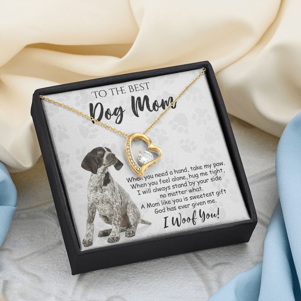 To The Best German Shorthaired Pointer Dog Mom Knot Necklace Mother's Day Gift , I Woof You Quote Gift Card, Message Card Jewelry For Dog Lovers, Necklace For Mom Forever Love Necklace