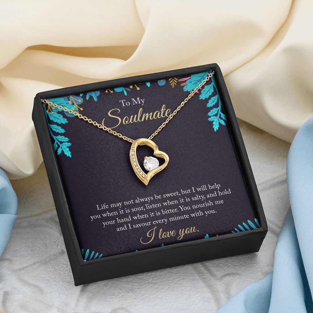 To My Soulmate Necklace for Women Birthday Christmas Jewelry Gifts For My Wife with Message Card Box Personalized Gift Present Pendant for Future Wife Soulmate Girlfriend Love 16 Forever Love Necklace