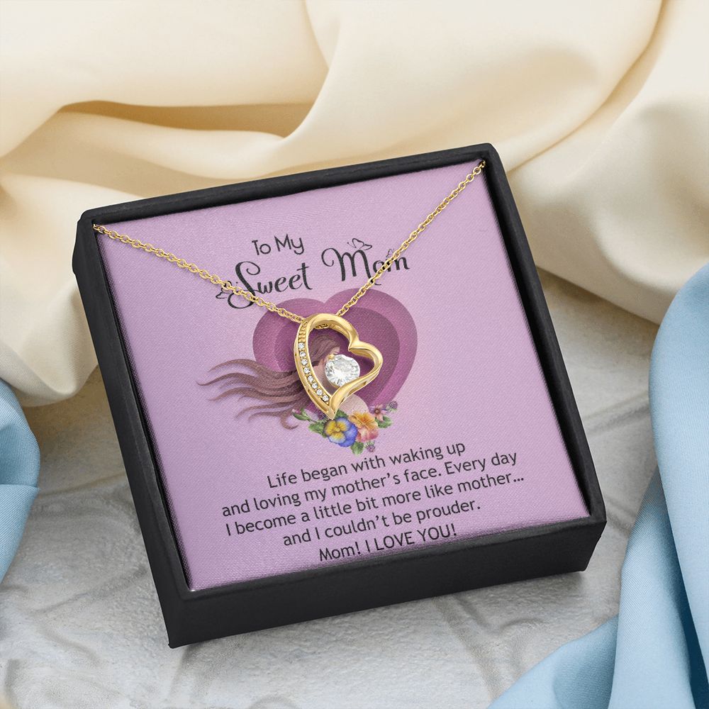 To My Sweet Mom, Sweet Mom Necklace Pendant, Mothers Day Gifts, Gift For Sweet Mom, New Mom Gifts Forever Love Necklace
