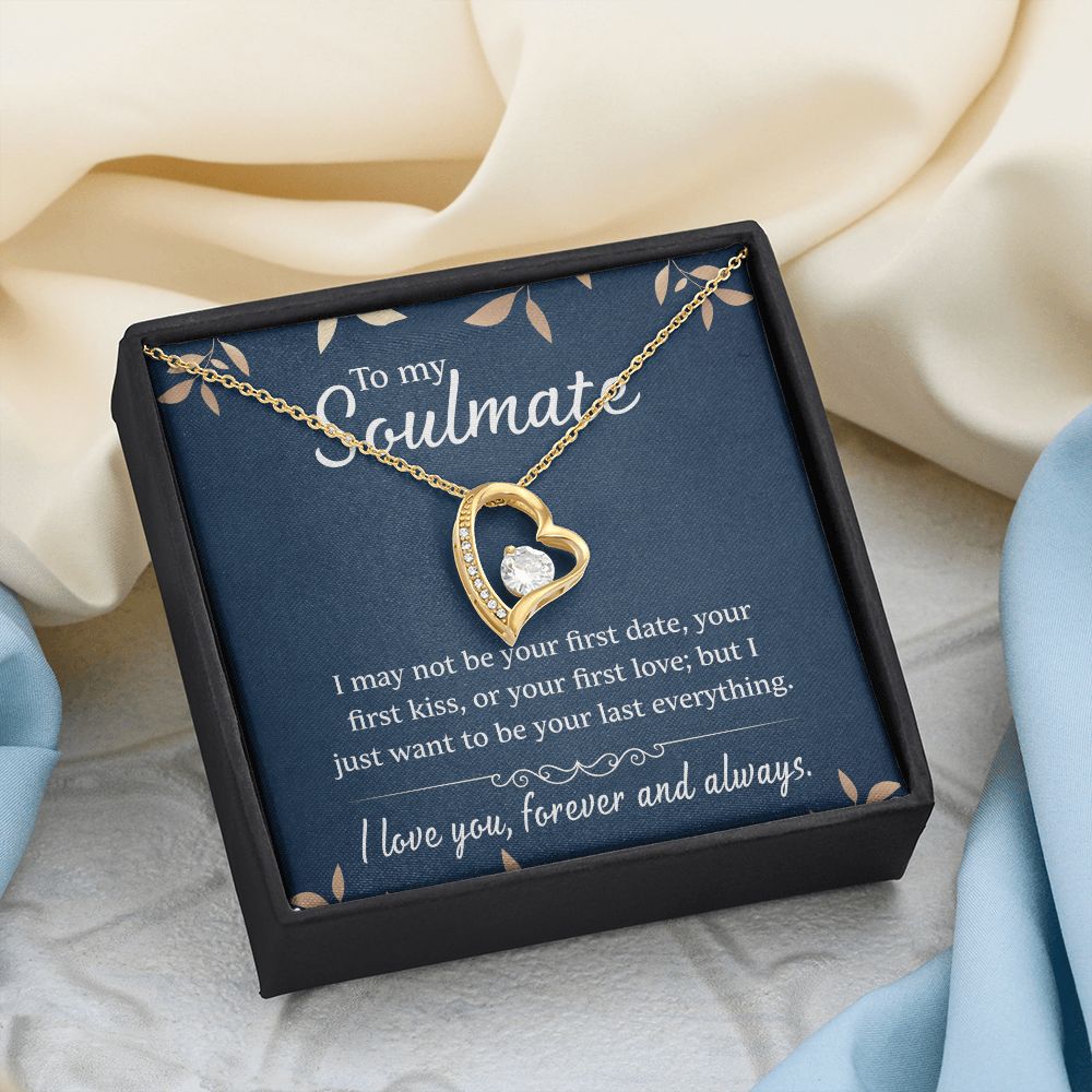 To My Soulmate Necklace for Women Birthday Christmas Jewelry Gifts For My Wife with Message Card Box Personalized Gift Present Pendant for Future Wife Soulmate Girlfriend Love 21 Forever Love Necklace