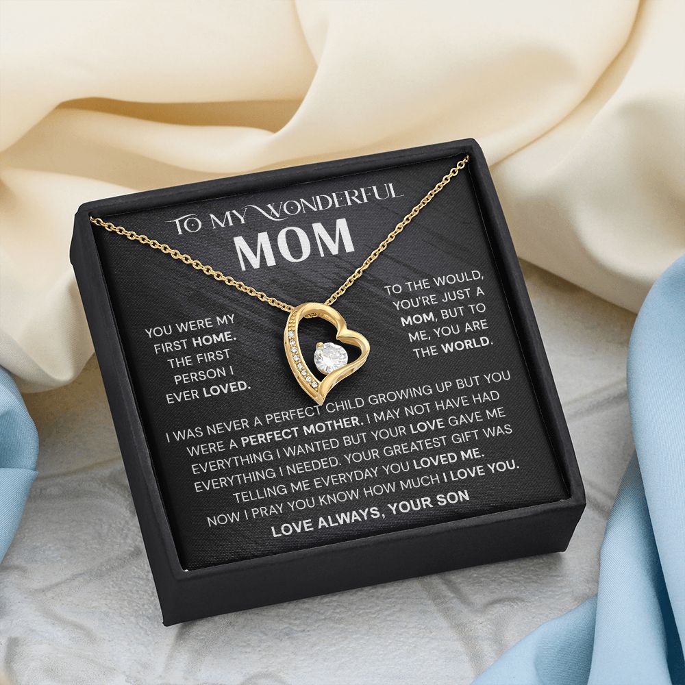 To My Wonderful Mom Necklace, Mom From Son Gift, Gift for Mother's Day From Son, Gift for Mom, Mother Gift from Son Necklace, Son to Mom Gifts, Mom gifts, Mothers Day Gift From Son Forever Love Necklace