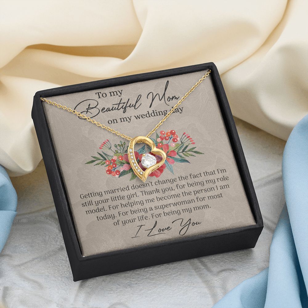 Mom Wedding Gift from Bride, Gift for Mom on Wedding Day, Mother of the Bride Necklace, Wedding Gift for Mom, Bride to Mom Gift Forever Love Necklace