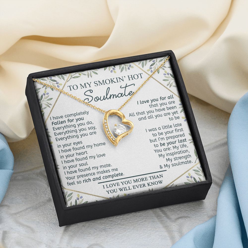 To My Smokin Hot Soulmate Necklace - Wife Gifts From Husband To My Wife Necklace, Gift for Her Romantic, Girlfriend Gifts Necklace for Wife from Men Includes Message Card and Gift Box 18 Forever Love Necklace