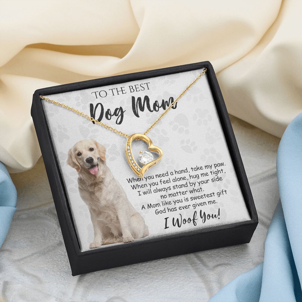 To The Best Golden Retriever Dog Mom Knot Necklace Mother's Day Gift , I Woof You Gift Card, Message Card Jewelry For Dog Lovers, Necklace For Mom Forever Love Necklace
