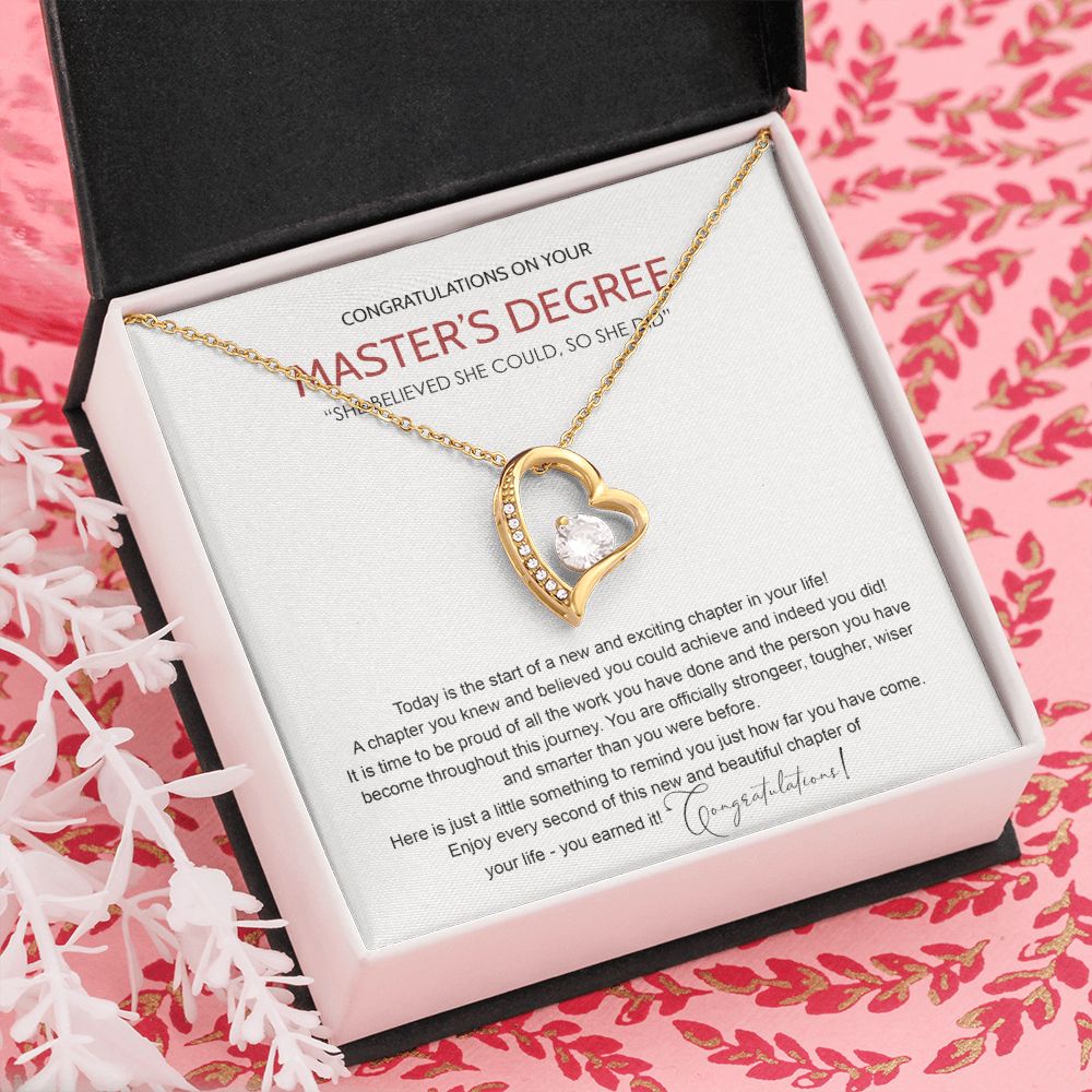 Master's Degree Graduation Gift Necklace, Masters Student Necklace Gift, Master's Student MBA Graduation Congrats Graduation Pendants Gift For Daughter, Granddaughter, Niece, Sister Forever Love Necklace