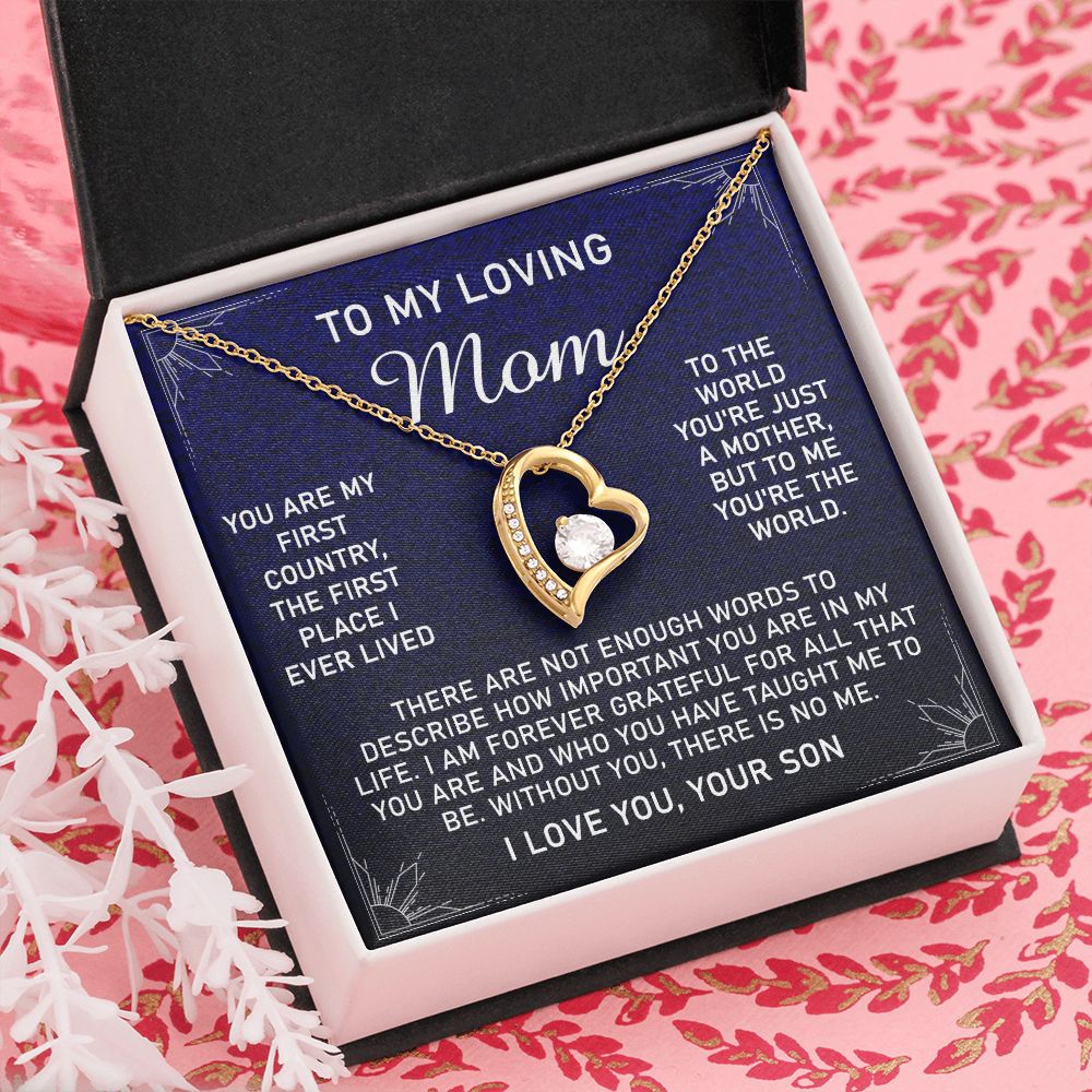 To My Loving Mom Necklace, Gift for Mom from Son, Mother's Day Jewelry Gift, Necklace for Mom Birthday Anniversary Mother's Day Jewelry Gift, To My Mom Necklace from Son Forever Love Necklace