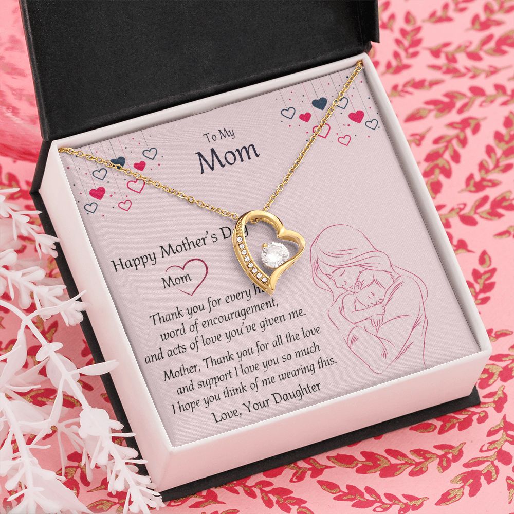 Mom Necklace Gifts for Mom from Daughter to Mom Gifts for Mothers Day from Daughter, To My Mom Necklace from Daughter to Mom Birthday Gifts Necklace with Message Card and Gift Box10 Forever Love Necklace