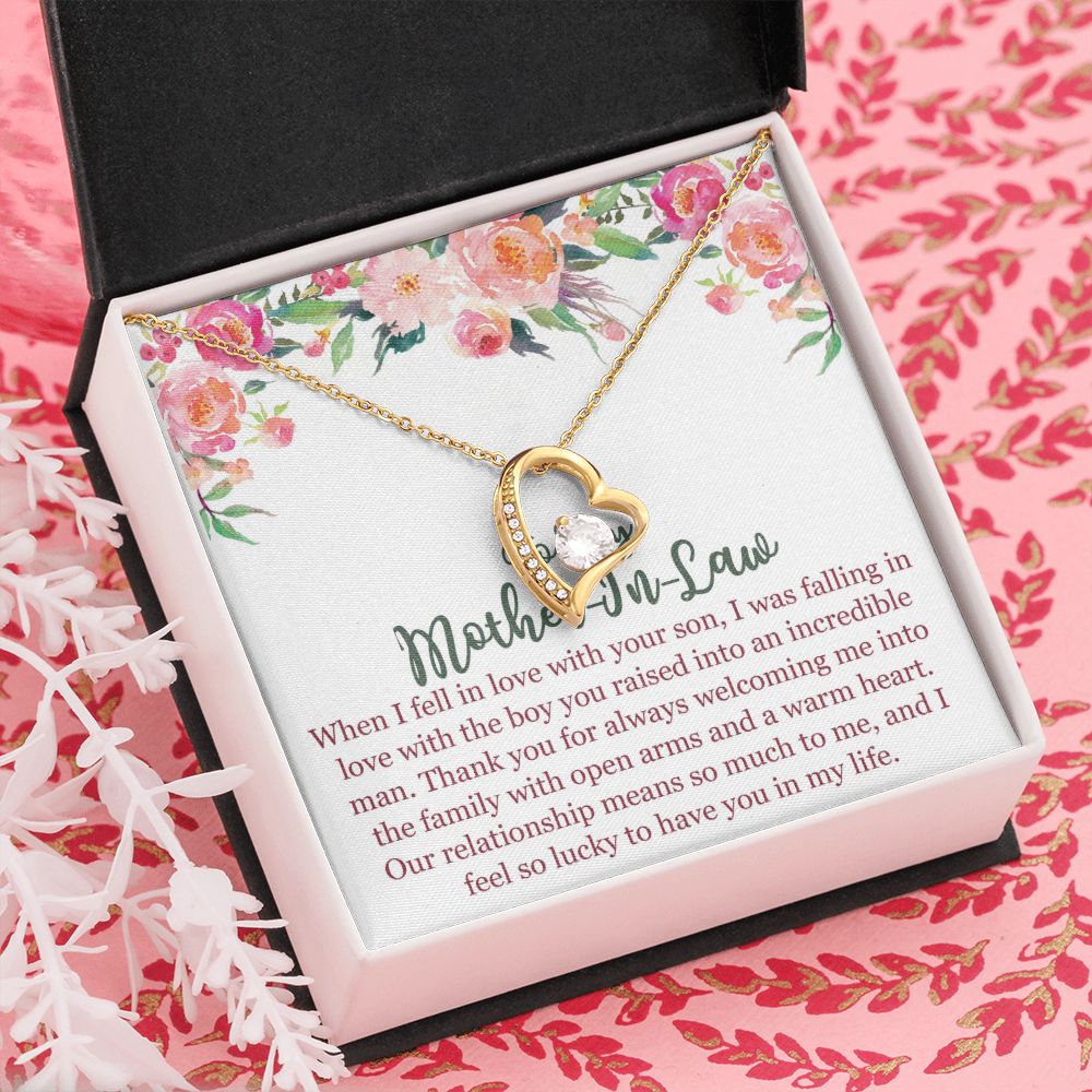 To My Mom In Law Necklace Pendant Gift From Son Happy Mother's Day Gift For Mom Birthday, Anniversary Love With Your Son Forever Love Necklace