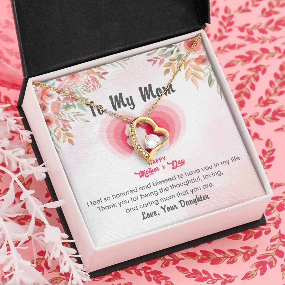To My Mom Necklace Pendant Gift From Daughter And Happy Mother's Day Gift For Mom Birthday, Anniversary Thank You Forever Love Necklace