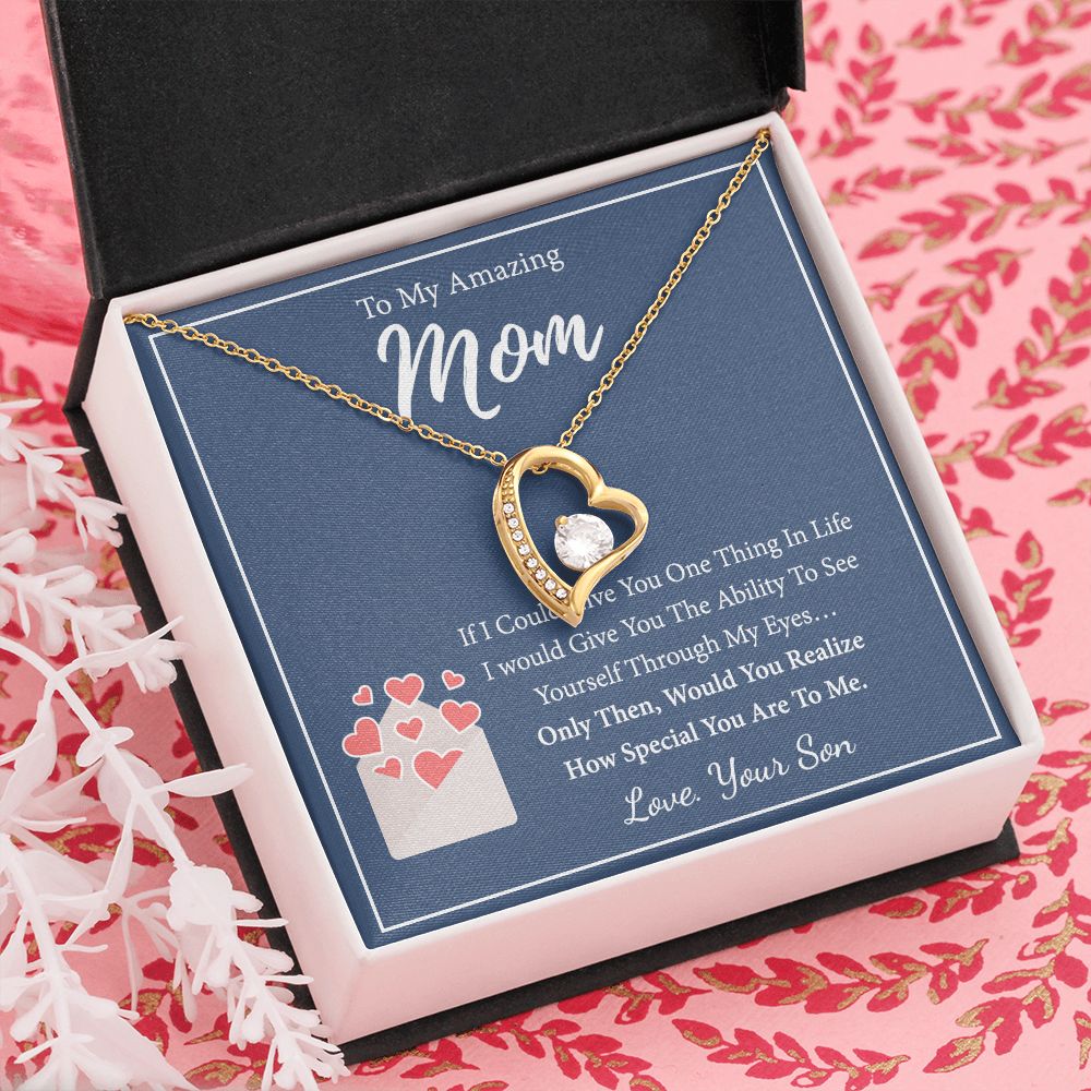 Mom Necklace Gifts for Mom from Daughter to Mom Gifts for Mothers Day from Daughter, To My Mom Necklace from Daughter to Mom Birthday Gifts Necklace with Message Card and Gift Box2238 Forever Love Necklace