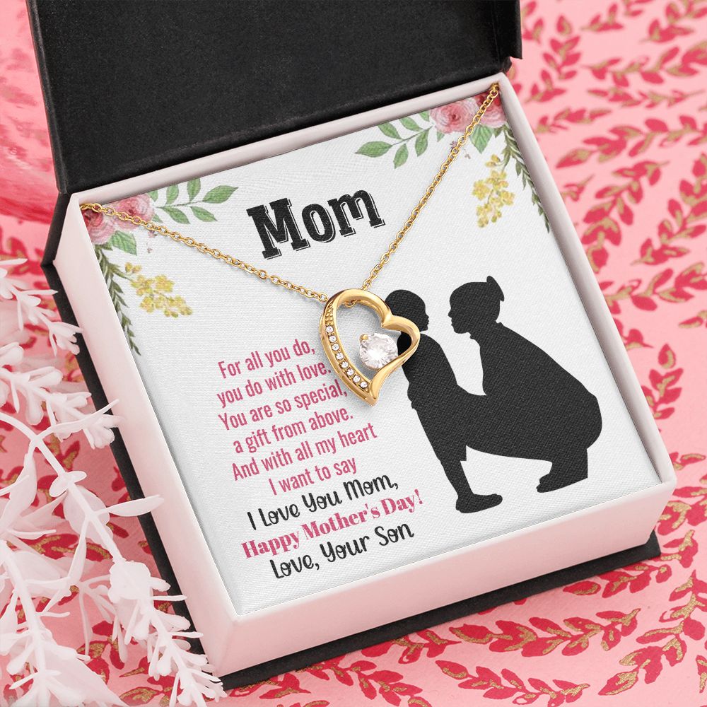 To My Mom Necklace, Gift For Mom, Mother's Day Gift from Daughter, Mom Jewelry Gift for Mothers Day, Birthday Gift for Mother, Moms Gift from Daughter Son, Necklace for Mom Mother22 Forever Love Necklace
