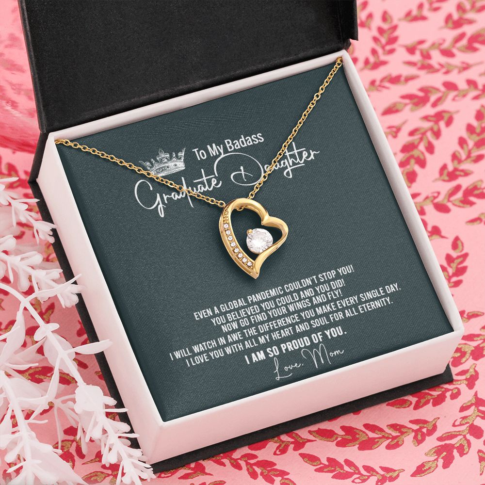 Badass Graduation Daughter Gift From Mom, Graduation Gift, Necklace Congrats Graduation Pendants Gift For Daughter, Daughter In law, Daughter Necklace From Mom Forever Love Necklace