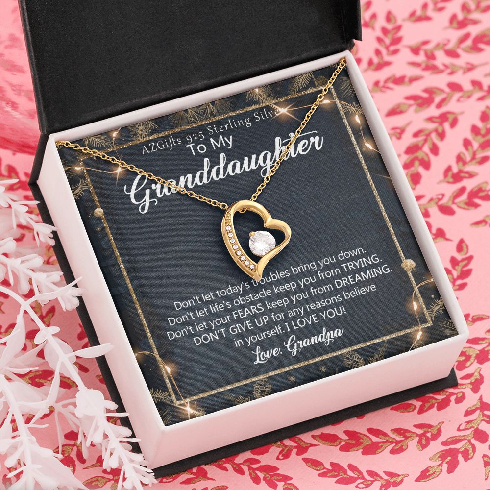 To My Granddaughter Necklace from Grandpa, Gift for Granddaughter from Grandfather, Necklace from Grandpa to Granddaughter, Granddaughter Christmas Present from Grandfather 301 Forever Love Necklace