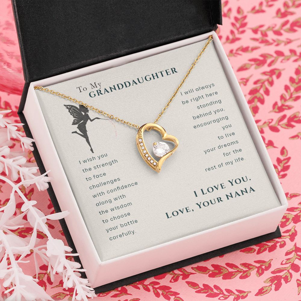 To My Granddaughter Dragonfly Necklace, Gift for Granddaughter From Nana Forever Love Necklace