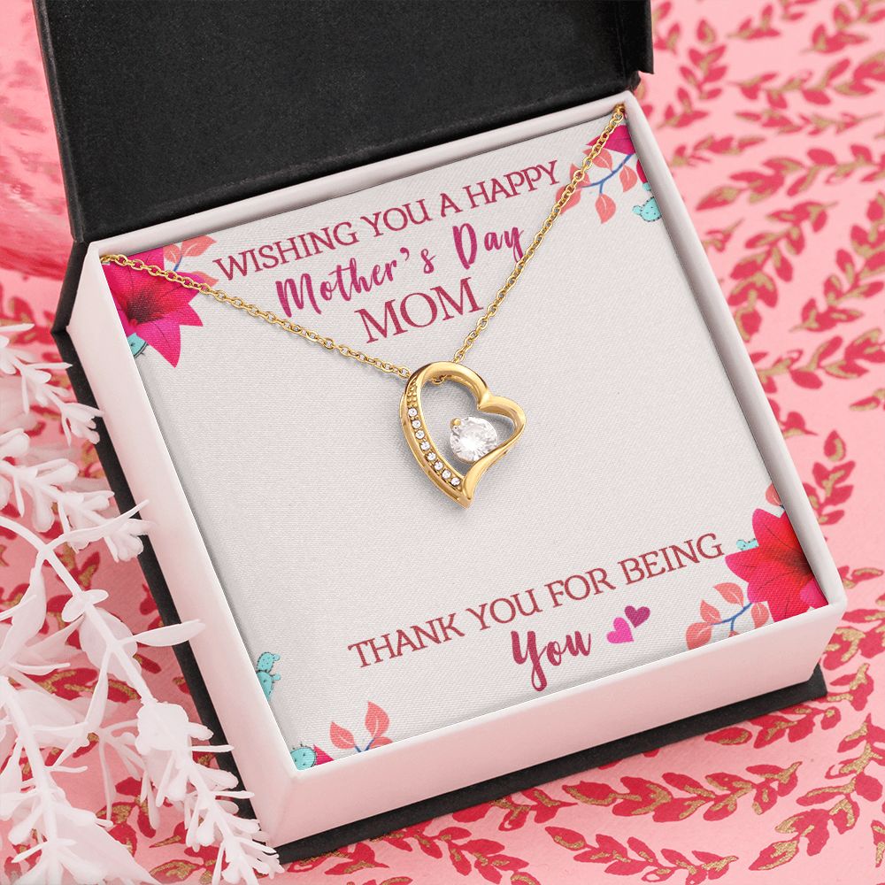 To My Mom Wishing You A Happy Mother's Day Gift From Daughter Or Son Thank You For Being You With Message Card Gift For Mom Forever Love Necklace