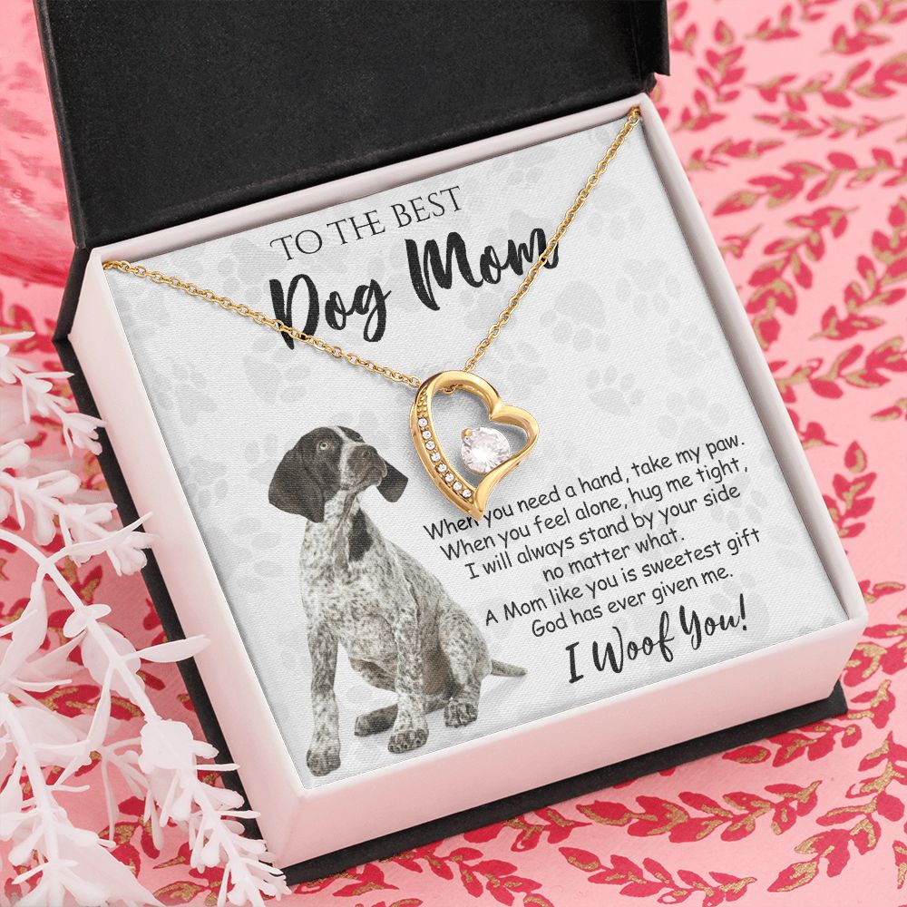 To The Best German Shorthaired Pointer Dog Mom Knot Necklace Mother's Day Gift , I Woof You Quote Gift Card, Message Card Jewelry For Dog Lovers, Necklace For Mom Forever Love Necklace