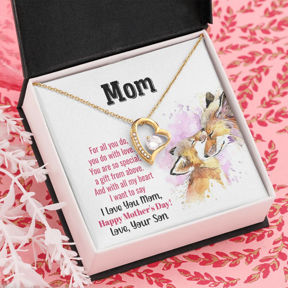 Mom Necklace Gifts for Mom from Daughter to Mom Gifts for Mothers Day from Daughter, To My Mom Necklace from Daughter to Mom Birthday Gifts Necklace with Message Card and Gift Box2241 Forever Love Necklace